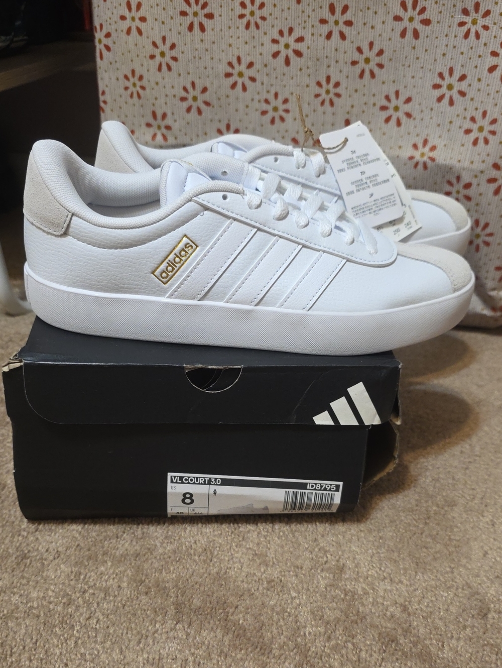adidas White VL Court 3.0 Womens Sneaker